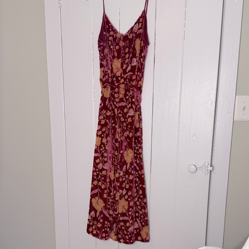 NWOT Nanette Lepore Dark Red/Yellow Burnout Floral Midi Pant Jumpsuit Vintage - Picture 11 of 15